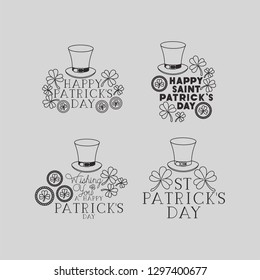 saint patricks day with calligraphy set fonts