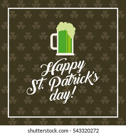 Saint Patrick's Day card with beer jar icon. colorful design. vector illustration