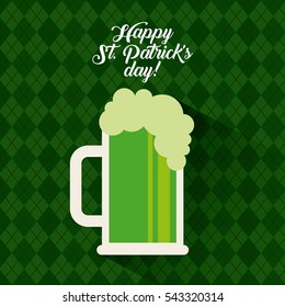 Saint Patrick's Day card with beer jar icon over green background. colorful design. vector illustration