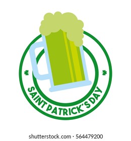 saint patrick's day card with beer jar icon over white background. colorful design. vector illustration