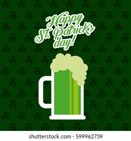 saint patrick's day card with beer jar icon over green background. colorful design. vector illustration