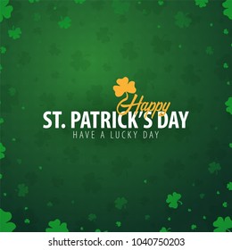 Saint Patricks Day card with clover. Vector illustration
