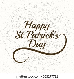 Saint Patricks Day Card Design with Calligraphic Lettering Inscription Happy St Patricks Day