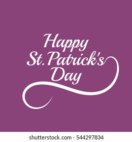 Saint Patricks Day Card Design with Calligraphic Lettering Inscription Happy St Patricks Day