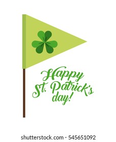 Saint Patricks Day card with flag with clover icon. colorful design. vector illustration