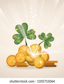 saint patricks day card with golden coins
