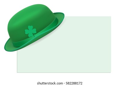 Saint Patrick's Day card with  green hat. Gradient mesh