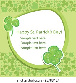Saint Patrick's Day. Card with green clover background. Vector Illustration.