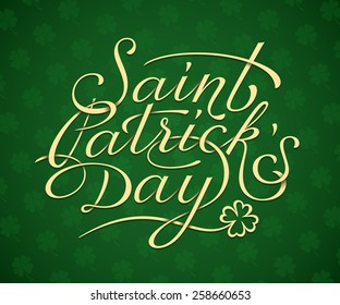 Druckvorlage für die Karte Saint Patricks Day. Handschrift. Vektorgrafik