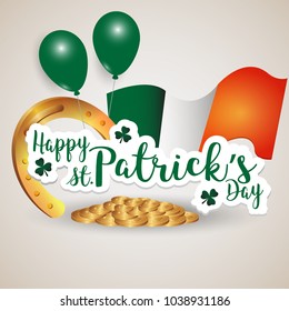 Saint Patrick's Day Card with Treasure of Leprechaun shamrocks Irish celebration design Beer festival green hat and shamrock of a St. Patrick's Day Background poster Leprechaun`s hat and clover design