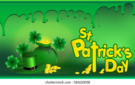 Saint Patricks Day Card with Treasure of Leprechaun