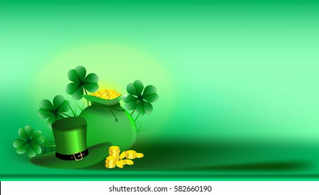 Saint Patricks Day Card with Treasure of Leprechaun