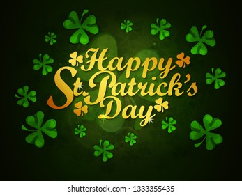 Saint Patricks Day Card with, Calligraphic Lettering Happy St Patricks Day. Vector Illustration. White paper banner for St Patricks Day. Eps 10 vector file. - Vector- 