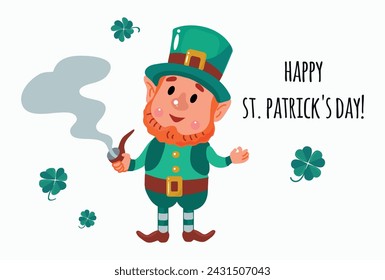 Saint Patrick's Day cartoon vector card illustration