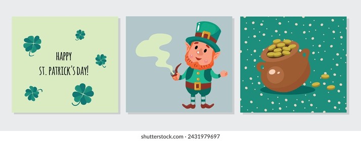 Saint Patrick's Day cartoon vector card illustration