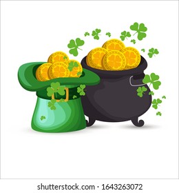 Saint Patrick's day Cauldron hat vector illustration