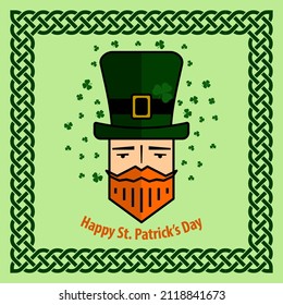 Saint Patrick's Day celebration design template with cartoon Leprechaun