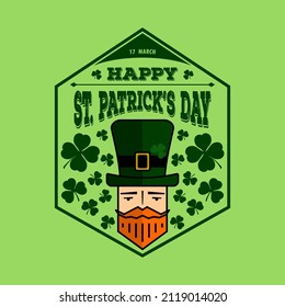 Saint Patrick's Day celebration design template with cartoon Leprechaun