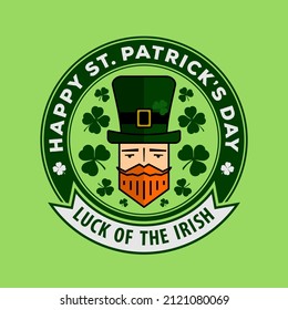Saint Patrick's Day celebration design template with cartoon Leprechaun