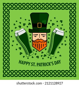 Saint Patrick's Day celebration design template with cartoon Leprechaun
