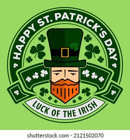 Saint Patrick's Day celebration design template with cartoon Leprechaun