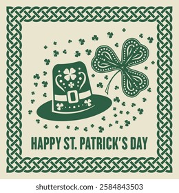 Saint Patrick's Day celebration design template with cartoon Leprechaun Hat