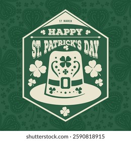 Saint Patrick's Day celebration design template with cartoon Leprechaun Hat	