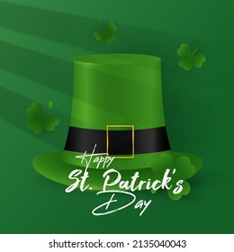 saint patricks day celebration with green hat and clovers vector eps 10.