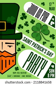Saint Patrick's Day celebration party poster design template. Vector illustration