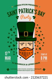 Saint Patrick's Day celebration party poster design template. Vector illustration