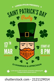 Saint Patrick's Day celebration party poster design template. Vector illustration