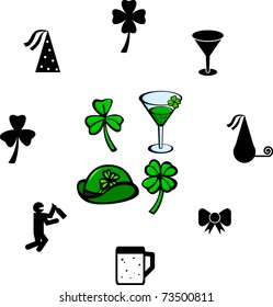 saint patrick's day celebration party illustrations and symbols set