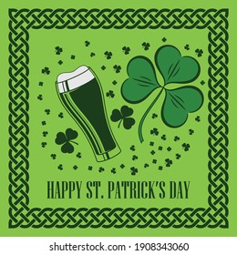 Saint Patrick's day celebration poster design template with Beer Glass