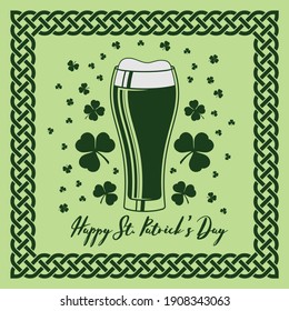 Saint Patrick's day celebration poster design template with Beer Glass
