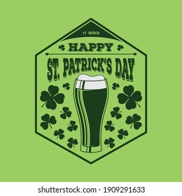 Saint Patrick's day celebration poster design template with Beer Glass.