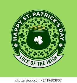 Saint Patrick's day celebration poster design template with Leprechaun Pot of golden coins