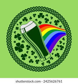 Saint Patrick's day celebration poster design template with Beer Glass