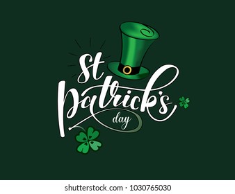 Saint Patrick's day celebration sign. Digital vector lettering