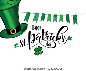 Saint Patrick's day celebration sign. Digital vector lettering