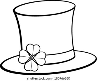 Saint Patrick's day celebration top hat with a clover with four leaves