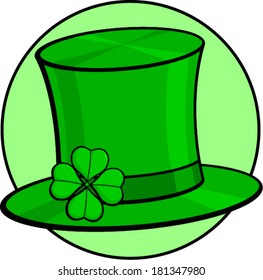 Saint Patrick's day celebration top hat with a clover with four leaves