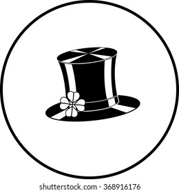 Saint Patrick's day celebration top hat with a clover with four leaves symbol