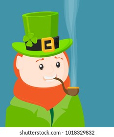 Saint Patrick's Day character leprechaun with green hat, red beard vector