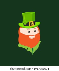 Saint Patrick's Day character leprechaun with green hat, red beard vector