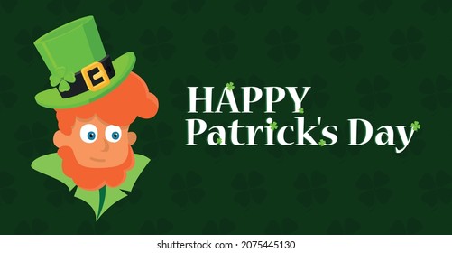 Saint Patrick's Day character leprechaun with green hat, red beard vector