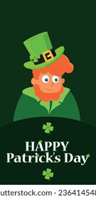 Saint Patrick's Day character leprechaun with green hat, red beard vector