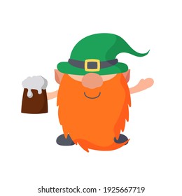 Saint Patrick's Day character. Vector cartoon illustration. Isolated on white. Flat design.