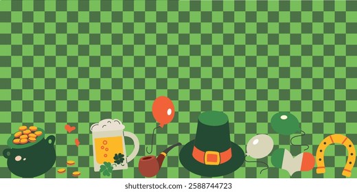 Saint patrick's day checkered background, card, banner