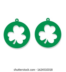 Saint Patrick's Day. Circle earring template.  Vector template for cut.