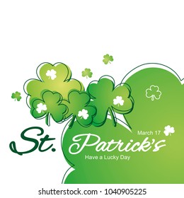 Saint Patricks Day clover green line white background